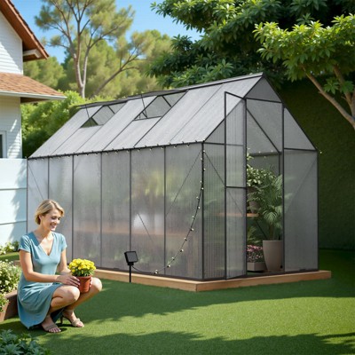 VYNXARIA 6*12 Outdoor Greenhouse,Polycarbonate Greenhouses for Garden Plants,UV Protection Metal Sun Room for Garden, Backyard