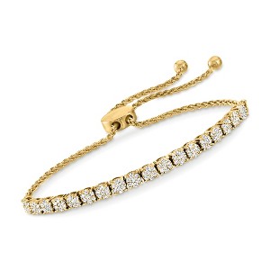 Ross-Simons 1.00 ct. t.w. Diamond Cluster Bolo Bracelet in 18kt Gold Over Sterling Size - 1 of 4