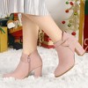Allegra K Women's Buckle Side Zip Chunky Heels Ankle Booties - 2 of 4