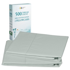 Luxury 500 Thread Count Pillowcase Set - 100% Cotton Sateen, Cool & Breathable by California Design Den - 1 of 4