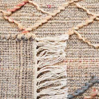 Natural Fiber Hand Loomed Geometric Area Rug, 3' x 5'