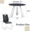 VYNXARIA Table and chair set:A 42inch stainless steel leg round table Paired with 6 Uniquely designed Black Dining Chairs With Silver Metal Leg - 4 of 4