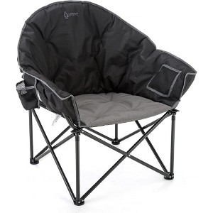 Arrowhead Outdoor Oversized Heavy-Duty Club Folding Camping Chair w/External Pocket, Cup Holder, Portable, Padded, Moon, Round, Bag (Charcoal Black) - 1 of 4