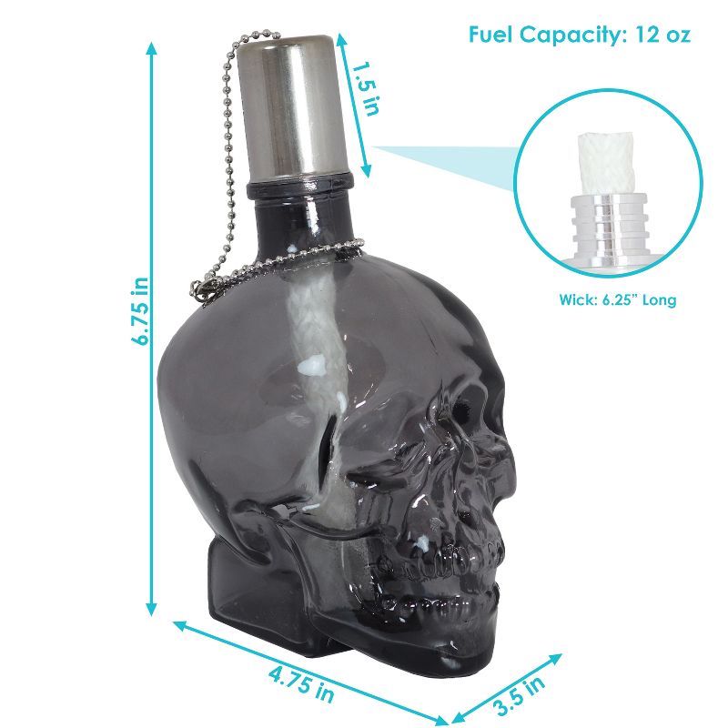 Sunnydaze Grinning Skull Glass Tabletop Torches, 3 of 11