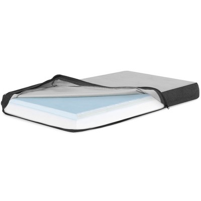 Medium Gray Wooden Elevated Pet Bed with Water-Resistant Mattress