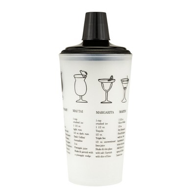 True Cocktail Shaker With Recipes For Cocktails And Ounce Measurements,  Built-in Strainer, 16 Oz, Clear Plastic : Target