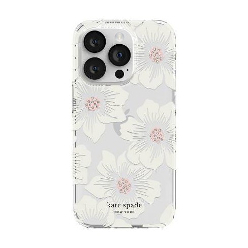 Kate Spade New York Protective Hardshell Case for iPhone 8 - Also Compatible with iPhone 7 - Hollyhock Floral Clear / Cream with Stones