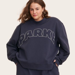 Women's Mockneck Pullover Sweatshirt - Parke x Target Navy Blue 1X