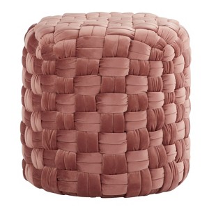 Sapphtopaz Modern Braided Ottoman with Velvet Upholstered Versatile Pouf Small Foot Stool Foam Shoe Bench for Living Room, Entryway - 1 of 4