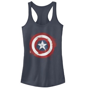 Juniors Womens Marvel Avengers: Endgame Cap Smudged Shield Racerback Tank Top - 1 of 3