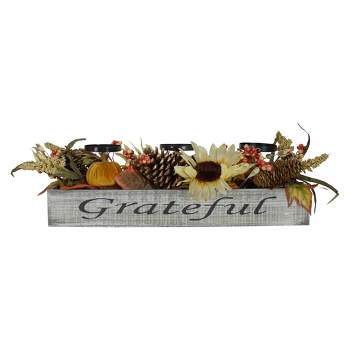 Northlight 30" Autumn Sunflower "Grateful" Candle Holder Centerpiece