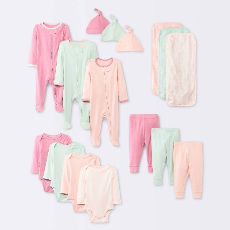 Baby Girls' Layette Gifting Bundle - Cloud Island™ Pink, 1 of 7