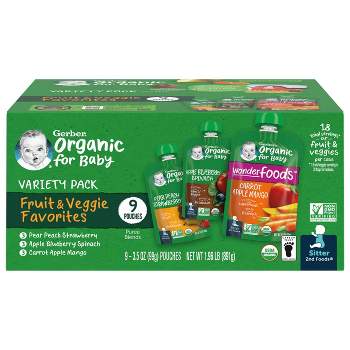 Gerber Organic 2nd Foods Fruit & Veggie Baby Food Value Pack - 9ct/31.5oz