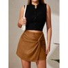 Coolmee Women's Faux Suede Mini Skirt Fall Winter Bodycon Short Suede Mini Skirt - 3 of 4