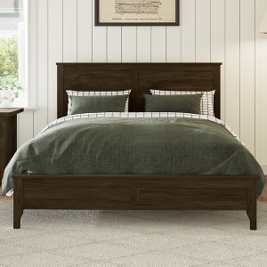 Merax Sleek Pine Wood Frame with Tapered Legs and Sturdy Slats Support - 1 of 4