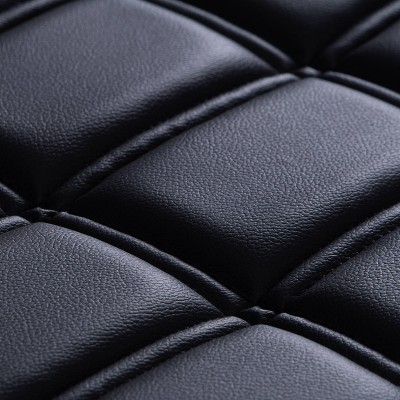 Espresso Leatherette Panel-Tufted Ottoman with Dark Legs