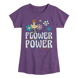 Girls' - Peanuts - Flower Power Fitted Short Sleeve Graphic T-Shirt - 1 of 4