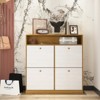 4-Tier Shoe Cabinet 1 Drawer 2 White Doors Adjustable Shelves Freestanding Entryway Hallway - 3 of 4