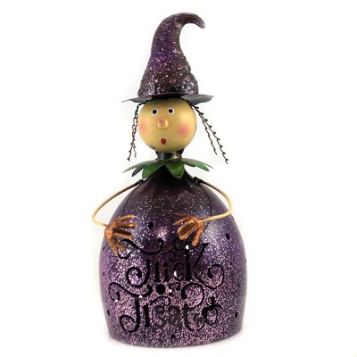 Direct Designs International 10.0 Inch Halloween Figure W Led Light Cat Witch Luminary Animal Statues