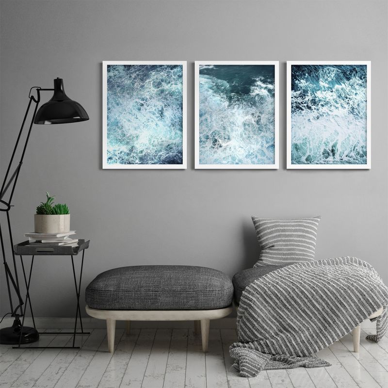 Americanflat Coastal Landscape (Set Of 3) Triptych Wall Art Stormy Ocean Waves By Tanya Shumkina - Set Of 3 Framed Prints, 4 of 7