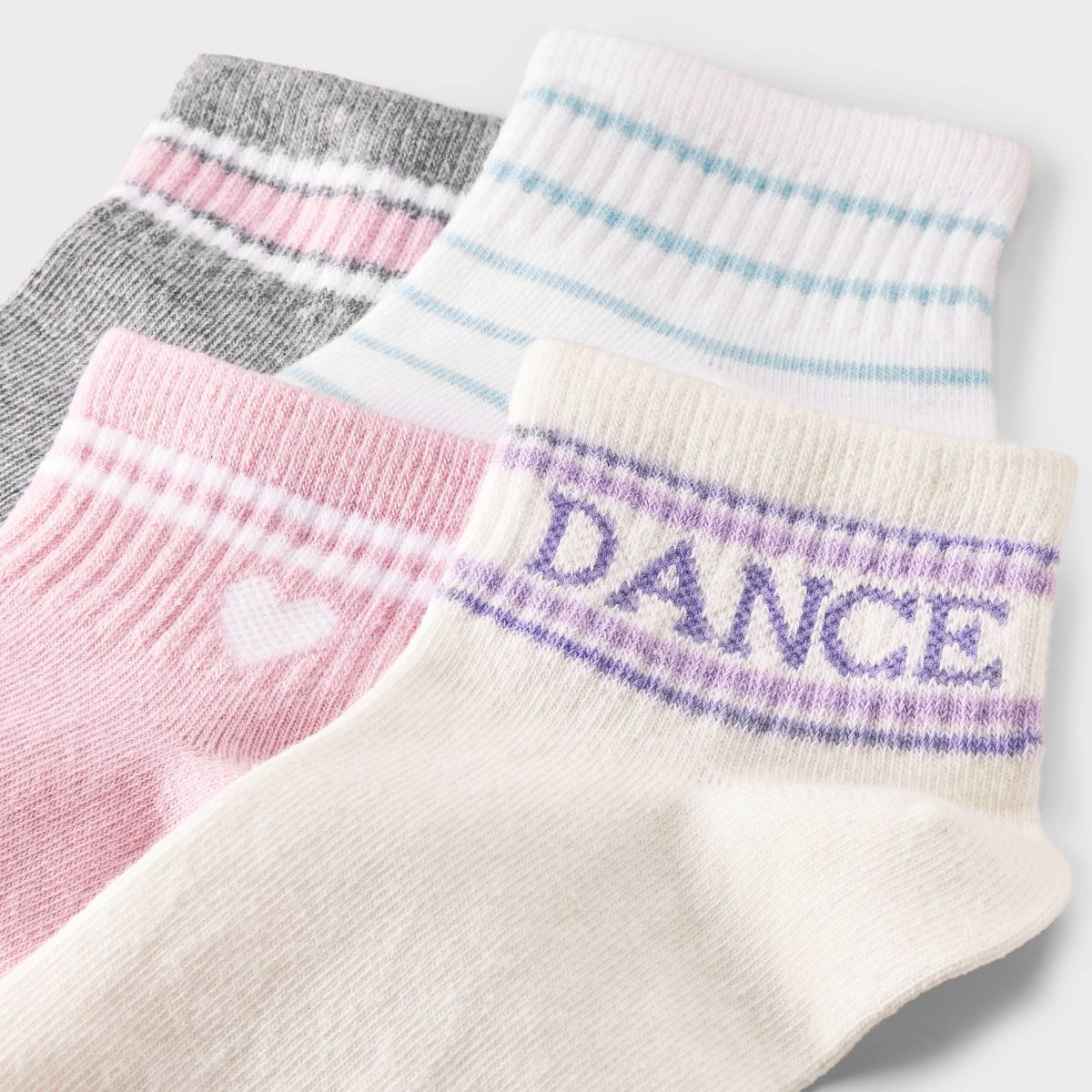 Girls' 4pk 'Dance' Ankle Socks - Cat & Jack™ White/Gray/Pink - thumbnail 3