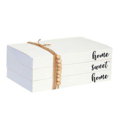 Farmlyn Creek 3 Pack Stacked Decorative Books, Home Sweet Home Decor (White)