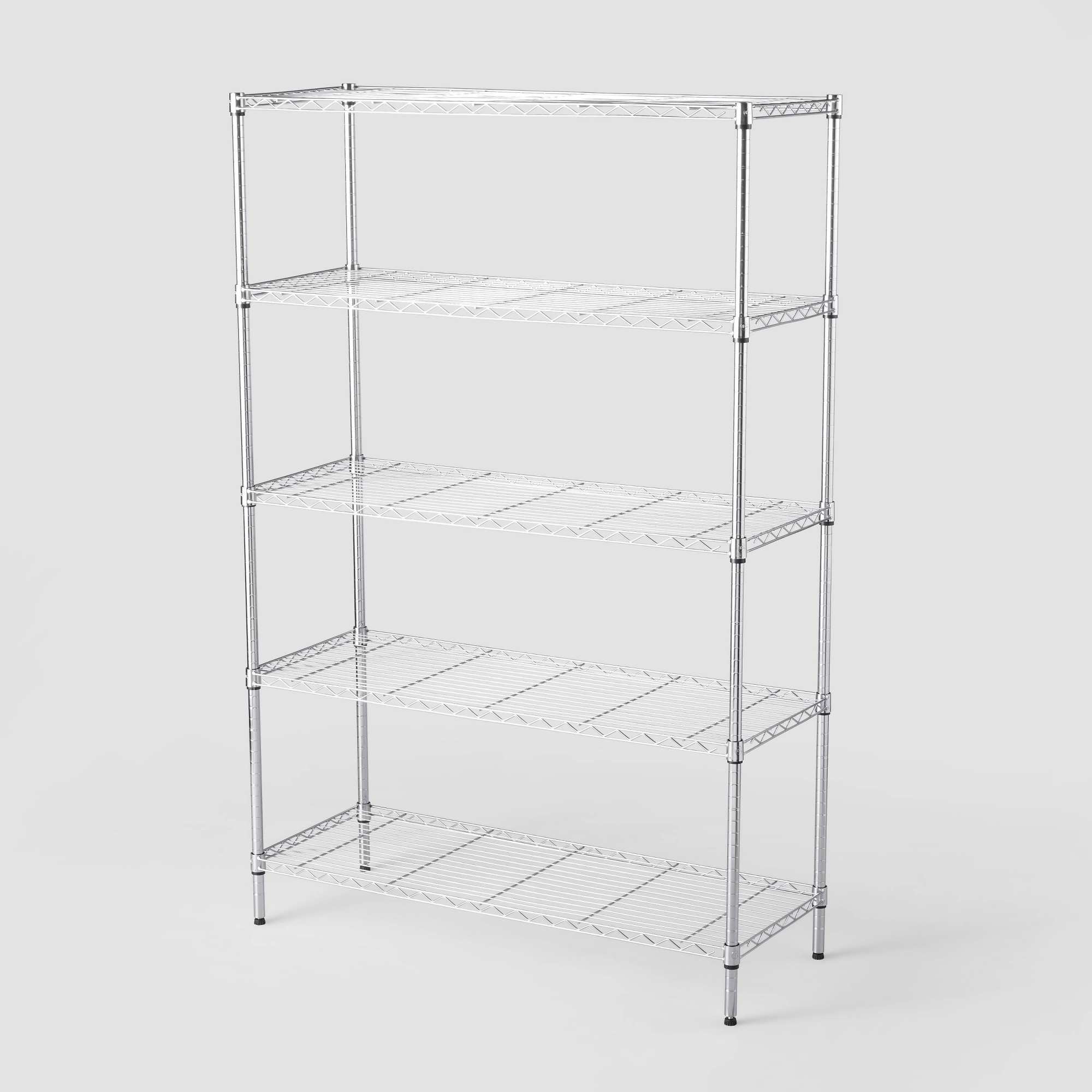 5 Tier Wide Wire Shelving Chrome - Brightroom™