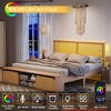 Full/Queen MDF Iron Rattan Bed End Cabinet with Sliding Doors, Multi-Material Bedroom Storage Cabinet, Bedside Rattan Organizer - 4 of 4