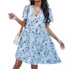 Anna-Kaci Women's Short Sleeve V-Neck Tiered Floral Print Mini Dress with Relaxed Flowing Silhouette - 3 of 4