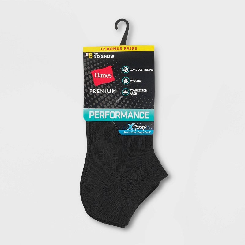 Hanes Premium Performance Women's Extended Size Cushioned 6+2 Bonus Pack No Show Athletic Socks - 8-12, 2 of 3