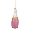 Northlight 5.25" Pink Glittered "CHEERS" Champagne Bottle Glass Christmas Ornament - 4 of 4