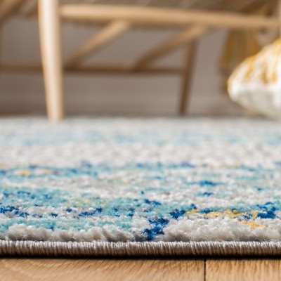 Hand-Knotted Grey and Turquoise Synthetic Rectangular Area Rug