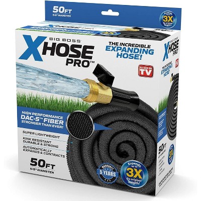 Xhose Pro 50 Foot Expandable Garden Hose with Brass Nozzle, Lightweight and Kink Free