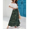 Women's Chiffon Boho Maxi Skirt - High Waist Tiered Pleated Floral A-Line Long Skirt Green Pattern - 2 of 4