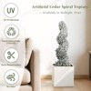 poetree 3 ft./4 ft. Artificial Flocked Cedar Spiral Topiary Trees with Planters for Outdoor & Indoor Christmas Decor, 2-Pack - 4 of 4