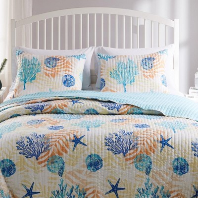 Aqua Coastal King Size Quilted Pillow Sham