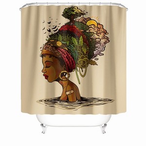 Big Earring Girl Shower Curtains for Bathroom Waterproof Fabric Bath Curtain Durable Soft Stylish Bathroom Decor 72x72 Inch - 1 of 1