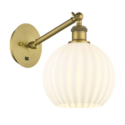 White Venetian - 1 Light Arm Adjusts Up and Down Wall Sconce In Modern Style-10 Inches Tall and 8 Inches Wide