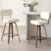 Bekrvio 26" Swivel Counter Height Bar Stools - Upholstered Faux Leather with Back, Bent Wood Legs, Mid Century Modern Kitchen Island Counter Stools - 2 of 4