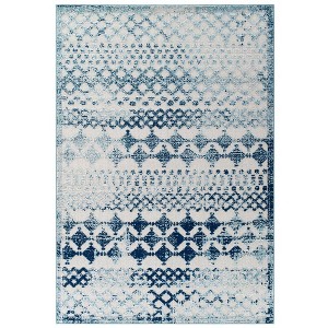 Modway Entourage Odile 8x10 Area Rug – Distressed Floral Moroccan Trellis Pattern - 1 of 4