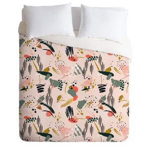 Full/Queen Marta Barragan Camarasa Floral Brushstrokes Comforter Set Pink - Deny Designs