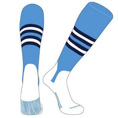 PEAR SOX OTC Baseball Softball Stirrup Socks (F, 5in) Sky Blue, Navy, White
