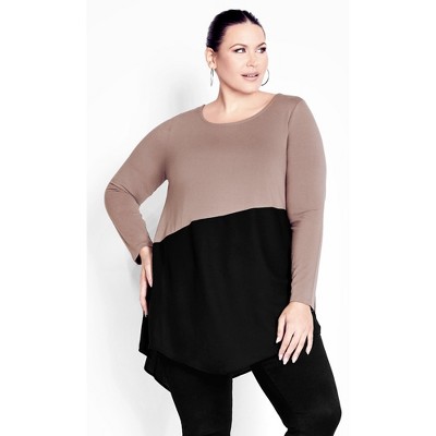 AVENUE | Women's Plus Size Pia Layered Top - navy - 26W/28W