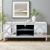 Modern Mirrored Silver TV Stand for 65" TVs, Media Console with Doors, Entertainment Cabinet for Living Room-The Pop Home - 3 of 4
