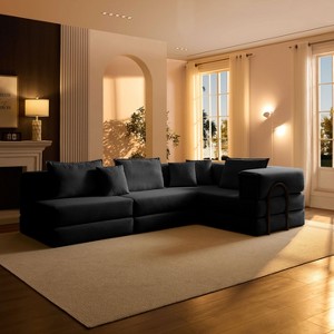 TiramisuBest Oversized 118.2" Modular L-Shaped Sectional Sofa, Upholstered Floor Couch with 6 Pillows for Living, Bedroom, Apartment, Light Grey - 1 of 4
