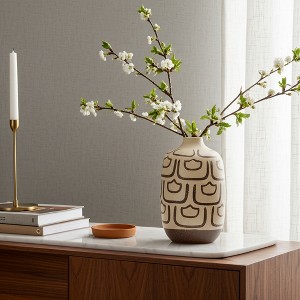 Sagebrook Home 10" Ceramic Vase - Contemporary Decorative Vase in with Creative Abstract Design Table Decor - 1 of 4