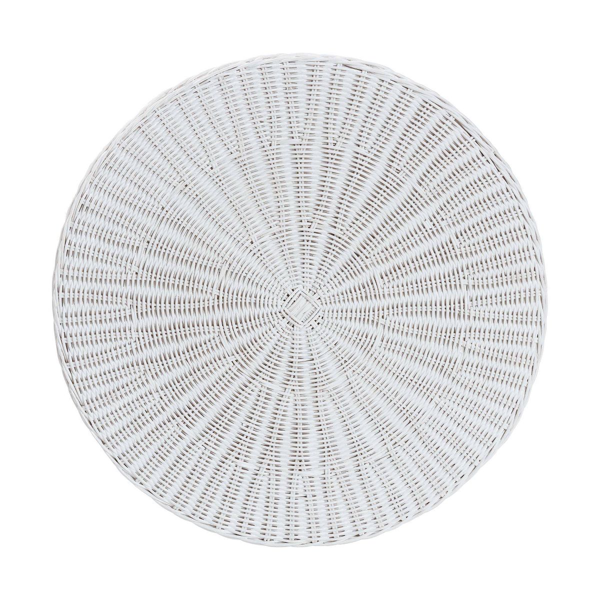 bali & pari Palm Bohemian Scalloped Rattan End Table White - thumbnail 2