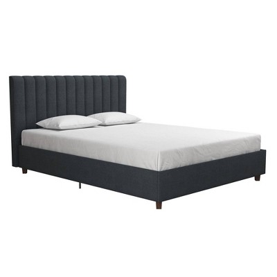 Elegant Queen-Sized Brittany Platform Bed with Tufted Linen Upholstery