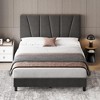 Twin Size Bed Frame with Headboard Adjustable, Linen Upholstered Twin Platform Bed with Headboard - 4 of 4