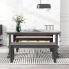 KTMBDW Dining Set for 3, Wood Kitchen Table, Space-Saving Furniture, Small to Large Dining Set with Bench (Gray/Natural, Table + Bench) - 3 of 4
